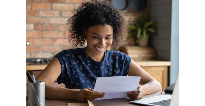 Woman tracking expenses